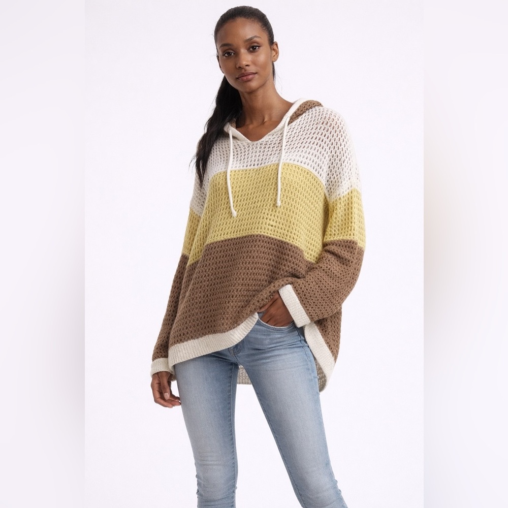 ✨ POL Oversized Open Knit Hooded Sweater Pullover‎ S ✨